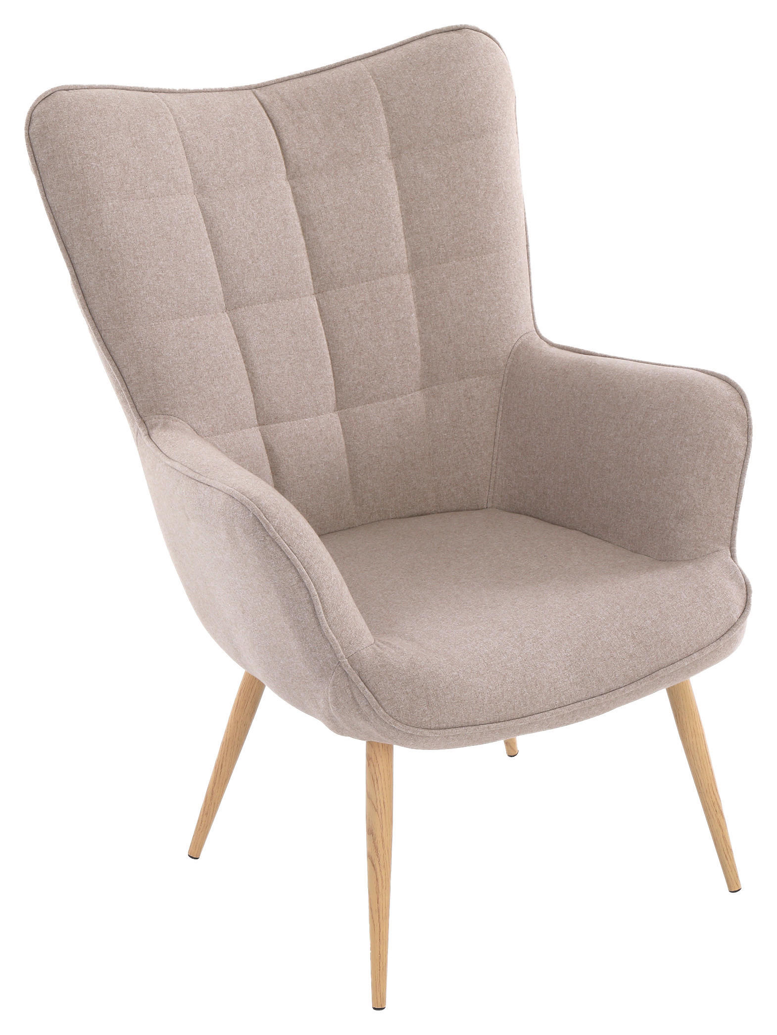 SESSEL Uta Webstoff Sandfarben, Beige    - Sandfarben/Eichefarben, MODERN, Textil/Metall (72/97/80cm) - MID.YOU