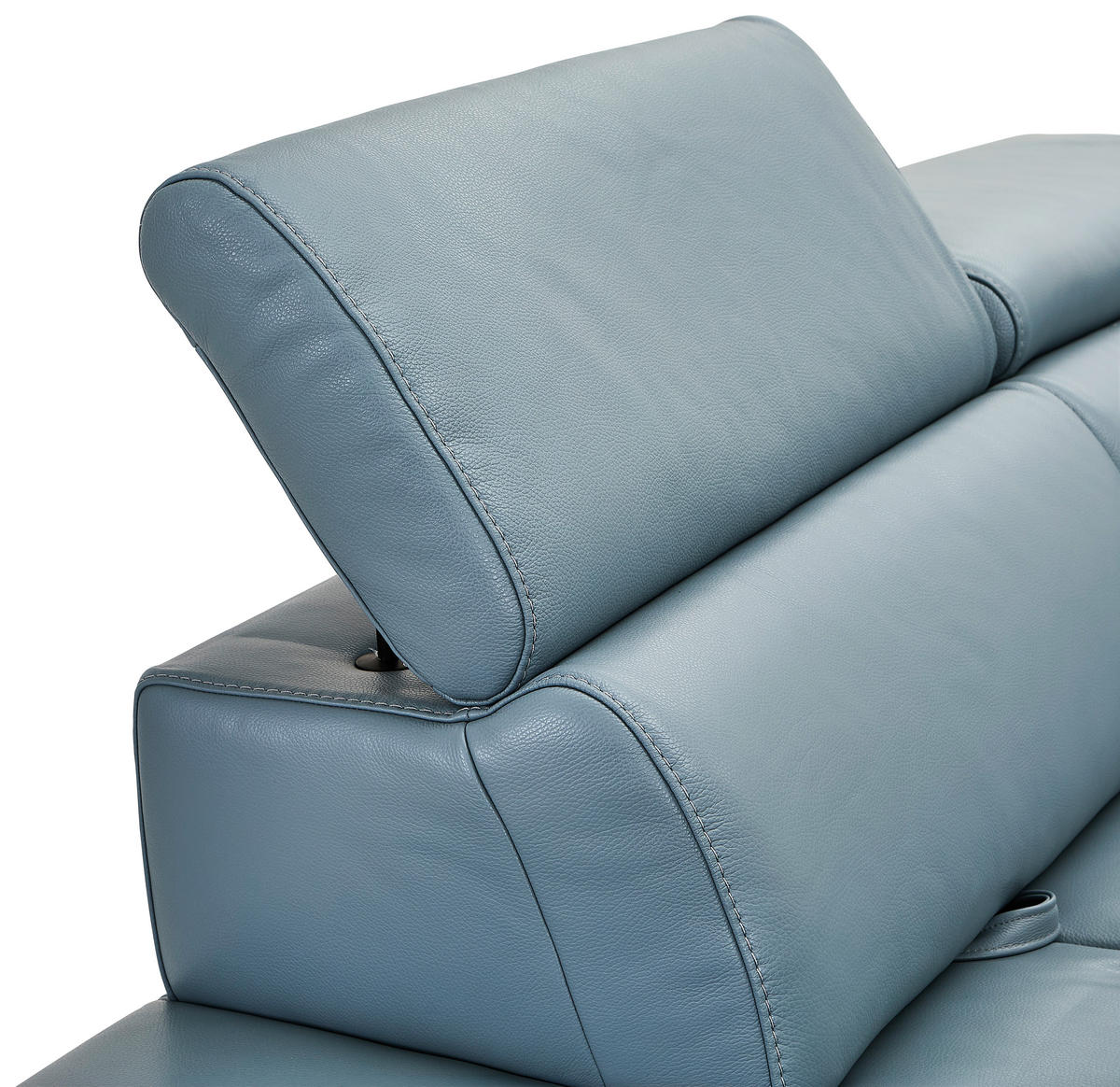 ECKSOFA AERO Graublau Echtleder Rücken echt, Kopfteilverstellung  - Graublau/Schwarz, MODERN, Leder/Metall (294/224cm) - Celina Home