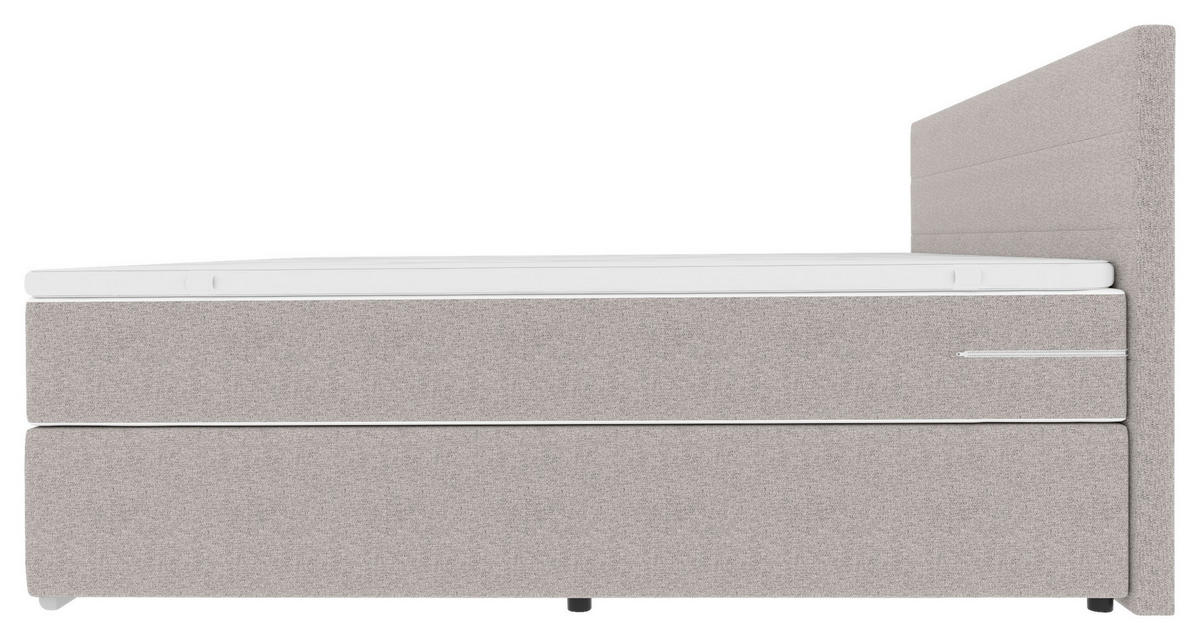 BOXSPRINGBETT 200/200 cm,  in Hellgrau, Topper, Matratzen, H3 = fest  - Chromfarben/Hellgrau, KONVENTIONELL, Kunststoff/Textil (200/200cm) - Boxxx