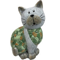 Pisică Decorativă - maro/verde, Lifestyle, piatră (20,5/33/17,5cm)