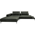 ECKSOFA  in Echtleder Anthrazit  201/304 cm  - Anthrazit/Schwarz, Design, Leder/Metall (201/304cm) - Belluti