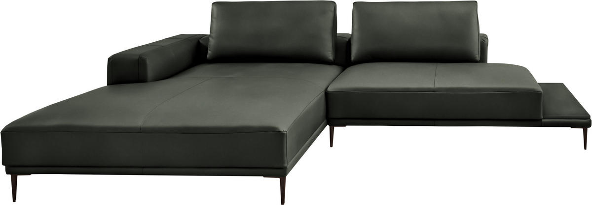 ECKSOFA Echtleder Anthrazit  - Anthrazit/Schwarz, Design, Leder/Metall (201/304cm) - Belluti