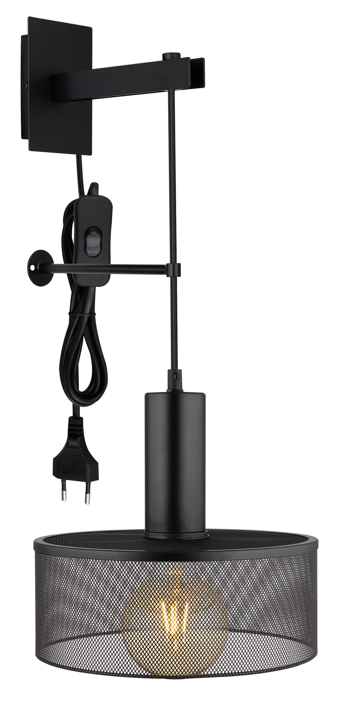 WANDLEUCHTE 25/29,5/57 cm   - Schwarz, Design, Metall (25/29,5/57cm) - Globo