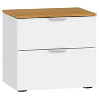 NACHTSCHRANK 45/42/43 cm Eiche furniert  - Edelstahlfarben/Eichefarben, Design, Glas/Holz (45/42/43cm) - Jutzler