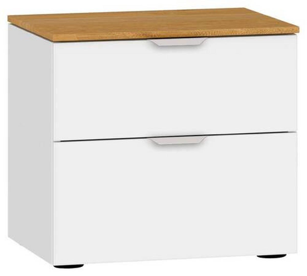 NACHTSCHRANK 45/42/43 cm Eiche furniert  - Edelstahlfarben/Eichefarben, Design, Glas/Holz (45/42/43cm) - Jutzler