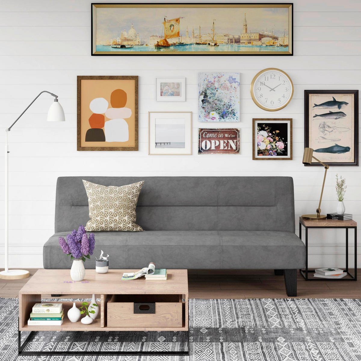 SCHLAFSOFA Kebo  in Anthrazit  - Anthrazit/Schwarz, Design, Textil/Metall (175/73/81cm) - MID.YOU