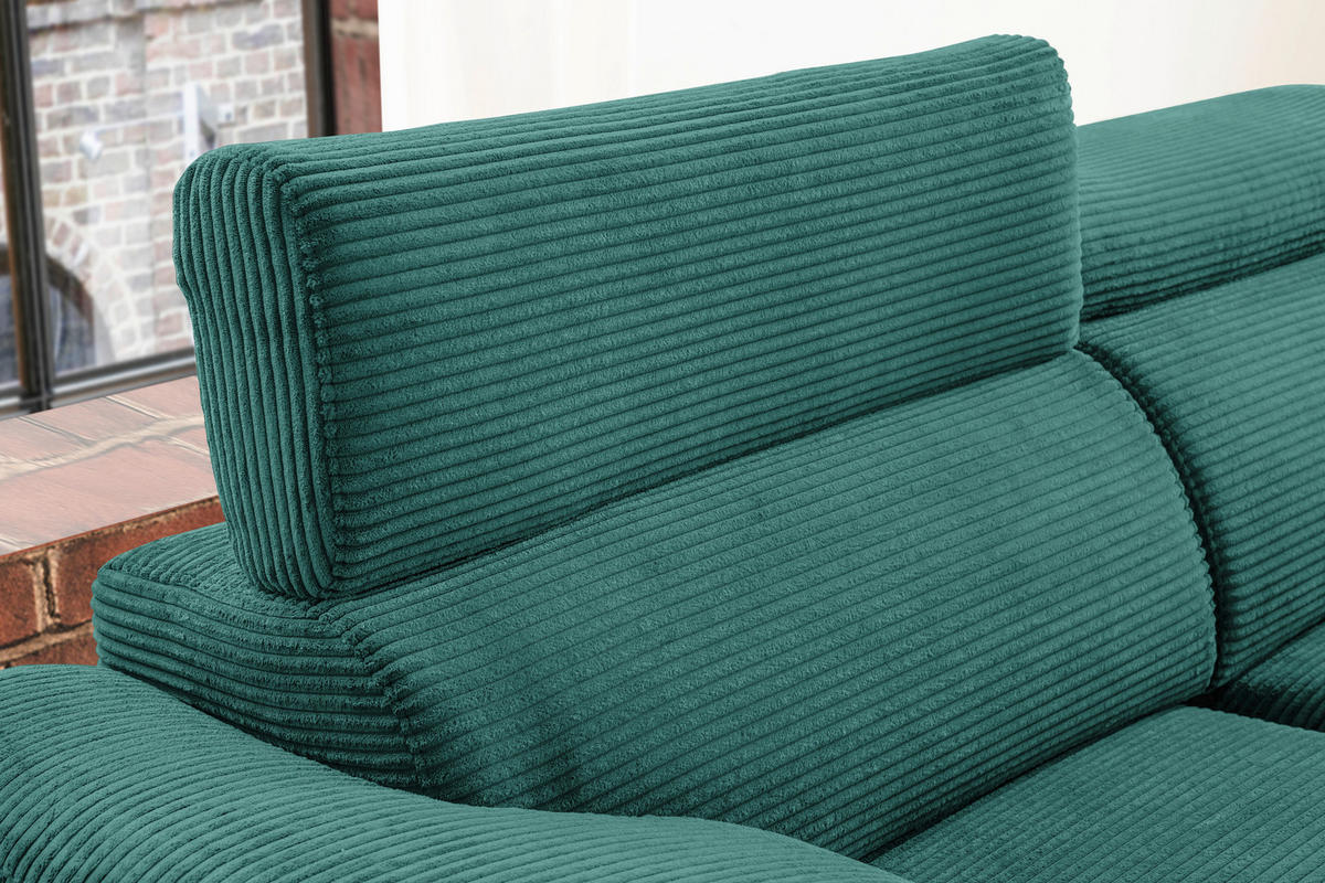 ECKSOFA in Cord Waldgrün  - Waldgrün/Schwarz, Design, Holz/Textil (270/174cm) - Pure Home Lifestyle