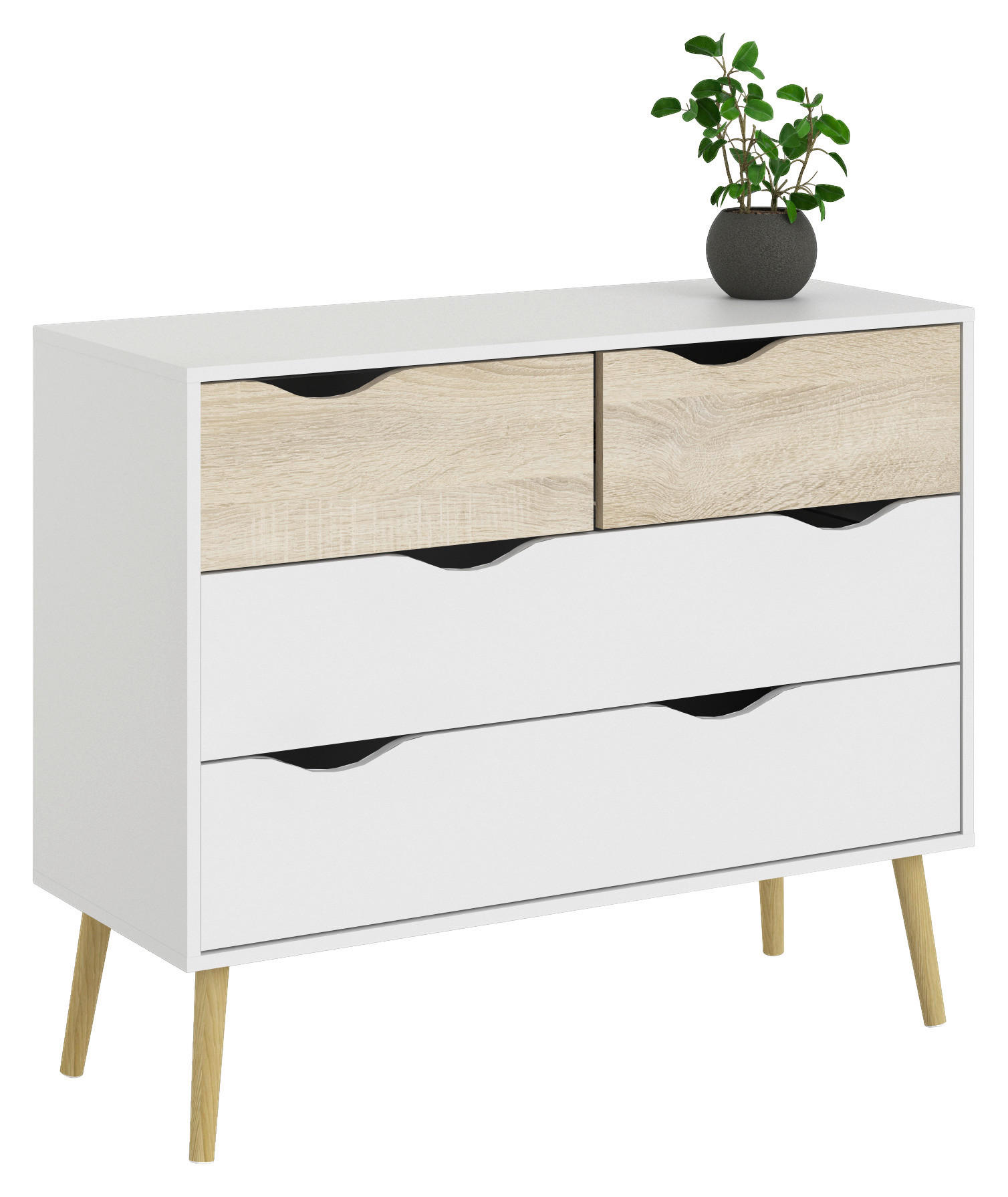 KOMMODE , 98,7/81,7/39,1 cm, 4 Schublade(n)  - Eichefarben/Weiß, Basics, Holz/Holzwerkstoff (98,7/81,7/39,1cm) - MID.YOU