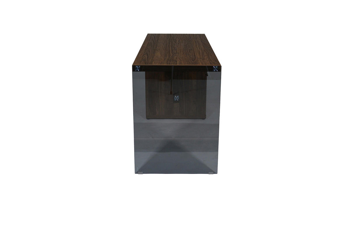 SCHREIBTISCH 141,8/74/55 cm Walnussfarben  - Walnussfarben/Schwarz, Design, Glas/Holzwerkstoff (141,8/74/55cm) - MID.YOU