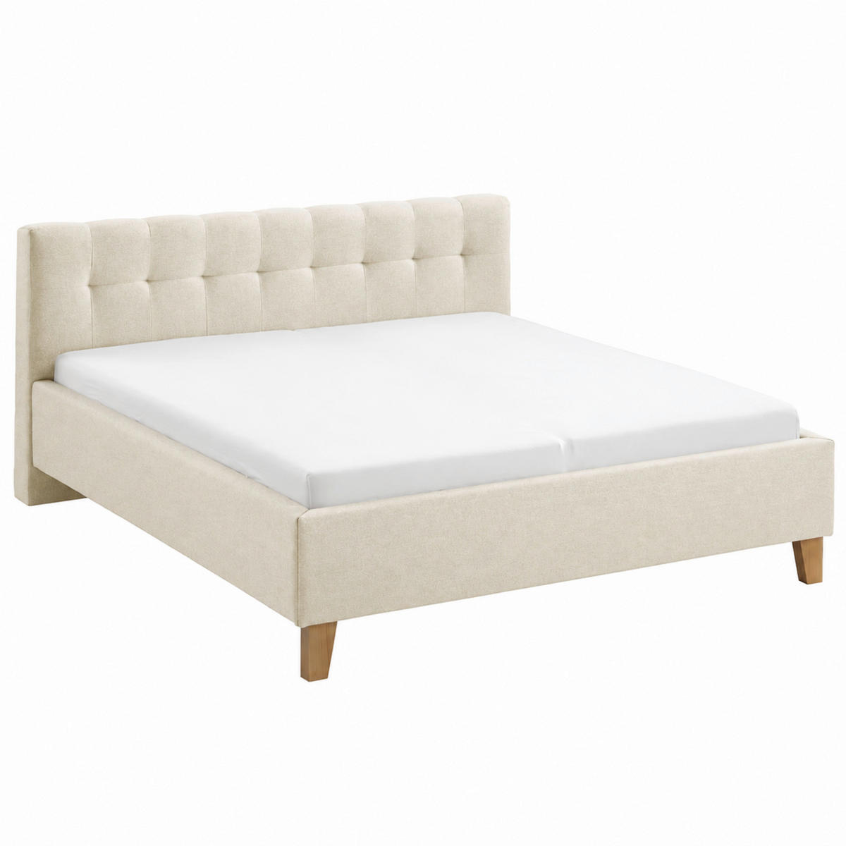 POLSTERBETT 200/200 cm,  in Creme,  - Eichefarben/Creme, MODERN, Holz/Textil (200/200cm) - MID.YOU
