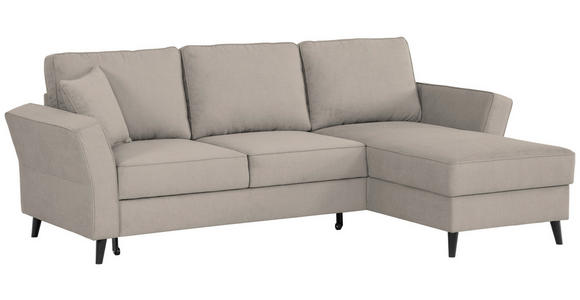 ECKSOFA Sandfarben Velours  - Sandfarben/Schwarz, KONVENTIONELL, Holz/Textil (244/159cm) - Carryhome