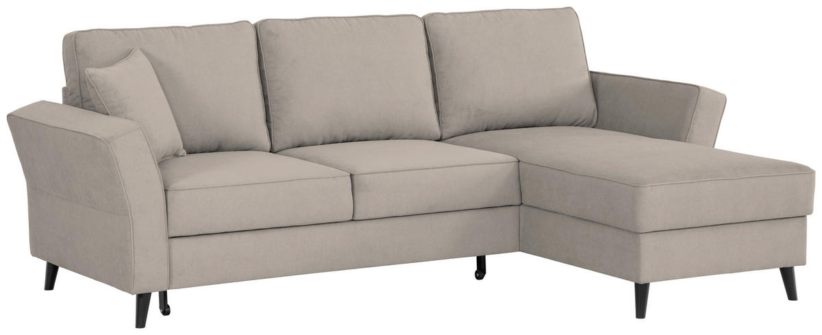 ECKSOFA Sandfarben Velours  - Sandfarben/Schwarz, KONVENTIONELL, Holz/Textil (244/159cm) - Carryhome