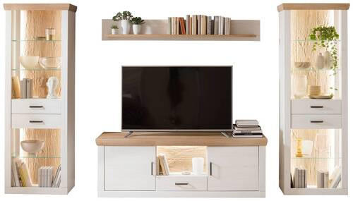 HYLLKOMBINATION  i ekfärgad, pinjefärg  343/205/50 cm  - grafitfärgad/svart, Design, metall/trämaterial (343/205/50cm) - MID.YOU