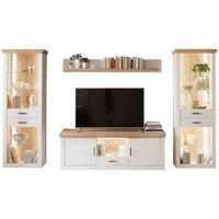 WOHNWAND  in Eichefarben, Pinienfarben  343/205/50 cm  - Eichefarben/Graphitfarben, Design, Glas/Holzwerkstoff (343/205/50cm) - MID.YOU
