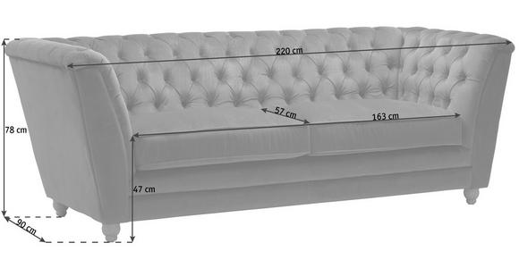 CHESTERFIELD-SOFA in Samt Türkis, Eichefarben - Türkis/Eichefarben, LIFESTYLE, Holz/Textil (220/78/90cm) - Ambia Home