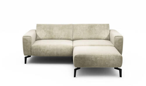 2,5-Sitzer inkl. Hocker in Samt Naturfarben  - Schwarz/Naturfarben, Design, Textil/Metall (220/86/86-94cm) - SENSOO