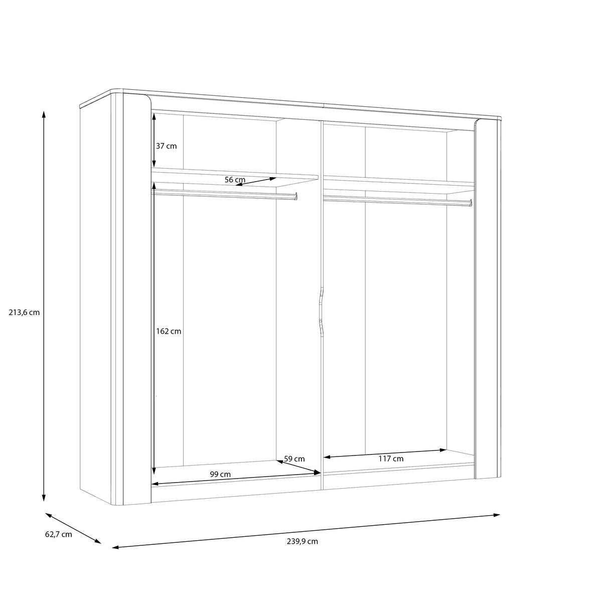 Dulap Cu Uși Rotative, 240/213,6/62,7 cm, negru, nisipiu - nisipiu/negru, Basics, plastic/metal (240/213,6/62,7cm) - Hom`in