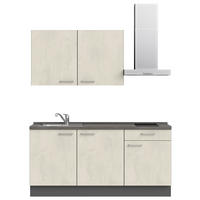 KÜCHENBLOCK 180 cm   in Weiß, Schieferfarben  - Schieferfarben/Edelstahlfarben, MODERN, Holzwerkstoff/Metall (180cm) - Nobilia