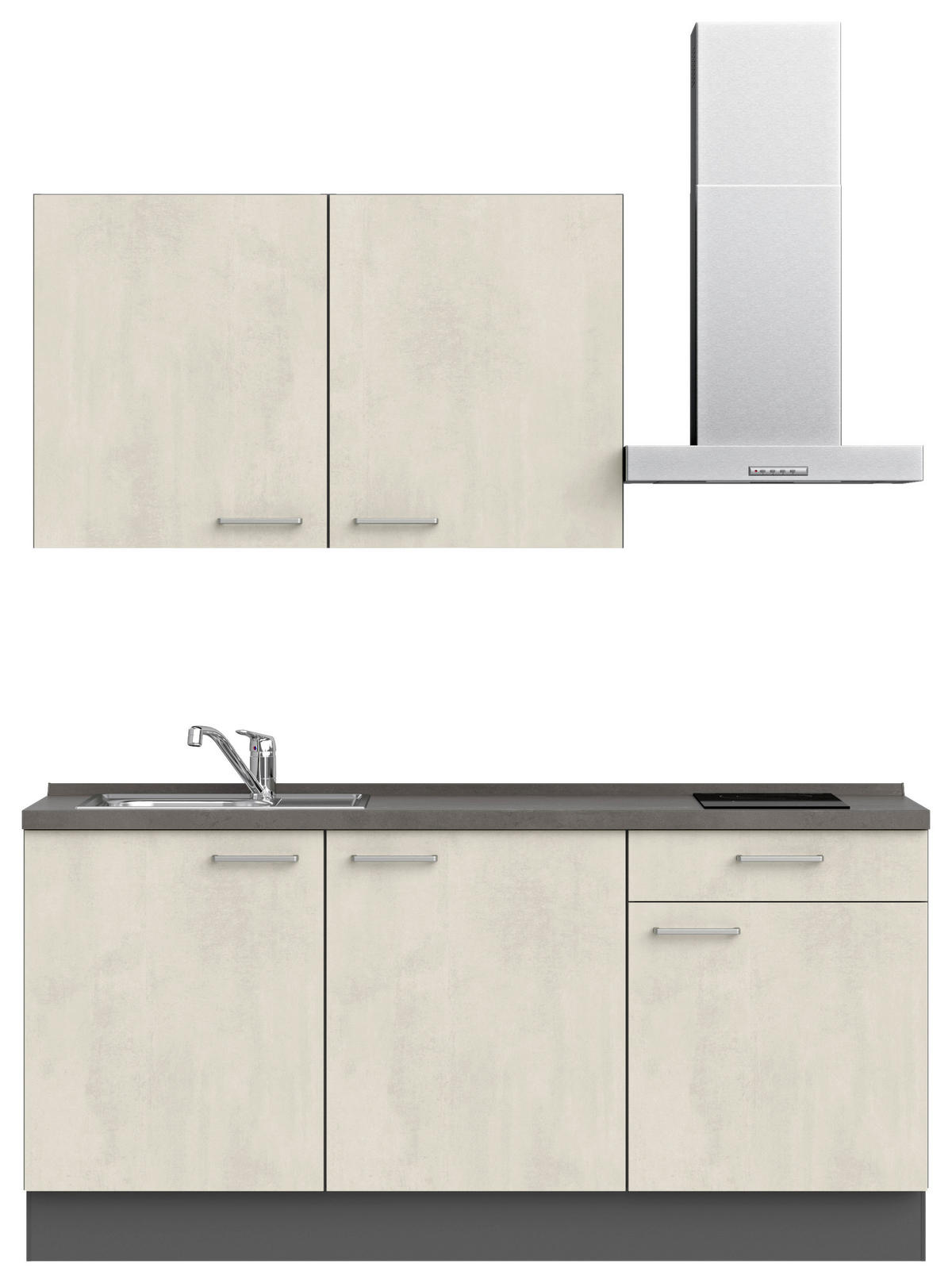 KÜCHENBLOCK 180 cm   in Weiß, Schieferfarben  - Schieferfarben/Edelstahlfarben, MODERN, Holzwerkstoff/Metall (180cm) - Nobilia