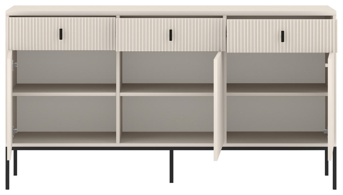 SIDEBOARD Maggiore  in 154,5/82,6/39 cm  - Kaschmir/Schwarz, Design, Holzwerkstoff/Metall (154,5/82,6/39cm) - Xora