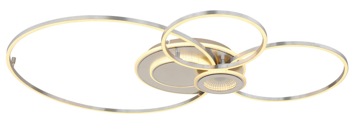LED-DECKENLEUCHTE Beltran 103,5/65/8,5 cm  - Silberfarben/Opal, Design, Kunststoff/Metall (103,5/65/8,5cm) - Globo