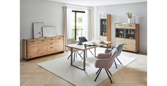 ESSTISCH rechteckig Eiche Artisan  - Eiche Artisan/Grau, Design, Holzwerkstoff/Metall (180/90/74cm) - Hom`in