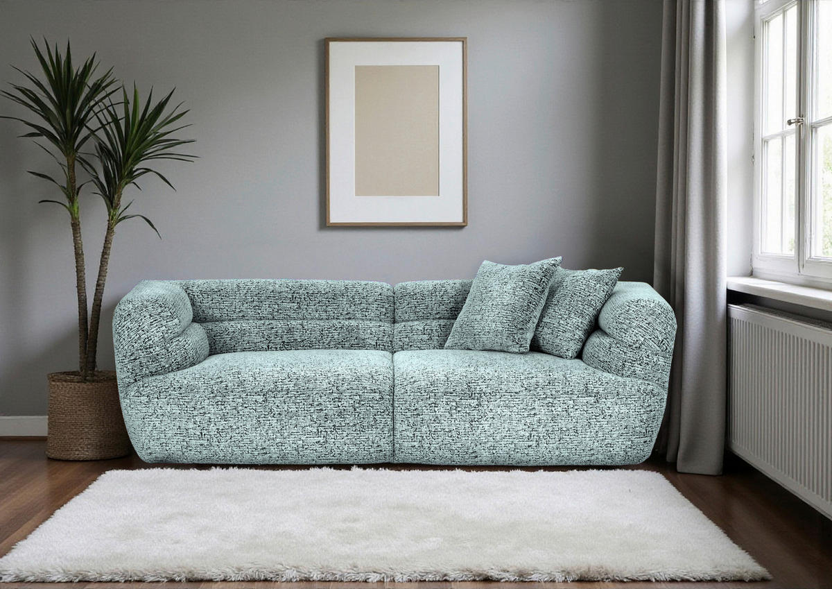 BIGSOFA Chenille Mintgrün  - Schwarz/Mintgrün, KONVENTIONELL, Kunststoff/Textil (240/75/105cm) - Carryhome