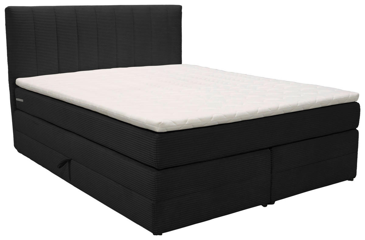 BOXSPRINGBETT 180/200 cm  in Anthrazit  - Anthrazit/Schwarz, Basics, Kunststoff/Textil (180/200cm) - Boxxx