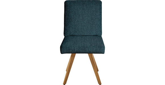 STUHL in Chenille Holz, Textil - Eichefarben/Dunkelblau, Design, Holz/Textil (46/94/58cm) - Dieter Knoll