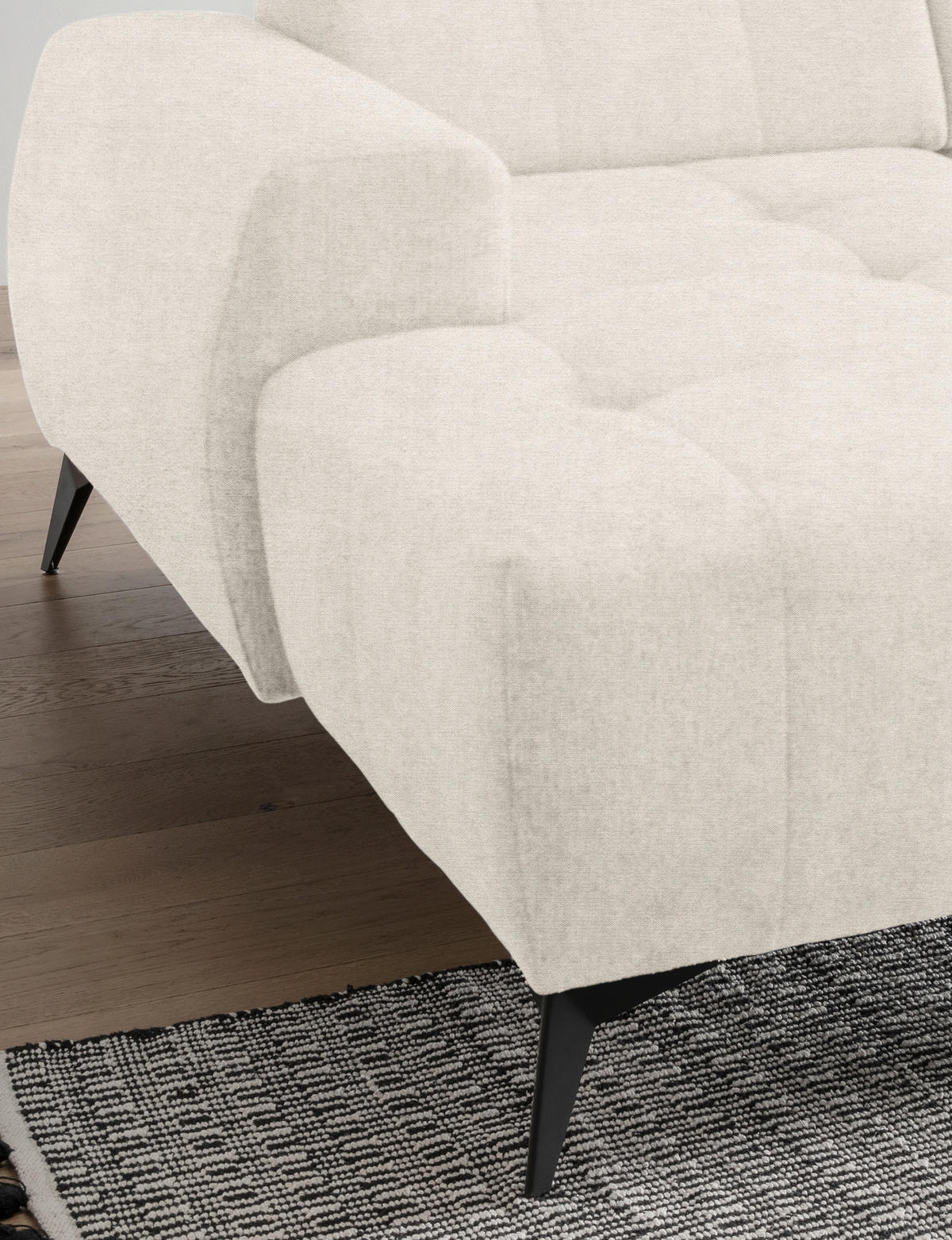 SALON PANORAMIQUE in Mikrofaser Creme  - noir/crème, Modern, textile/métal (180/337/200cm) - Livetastic