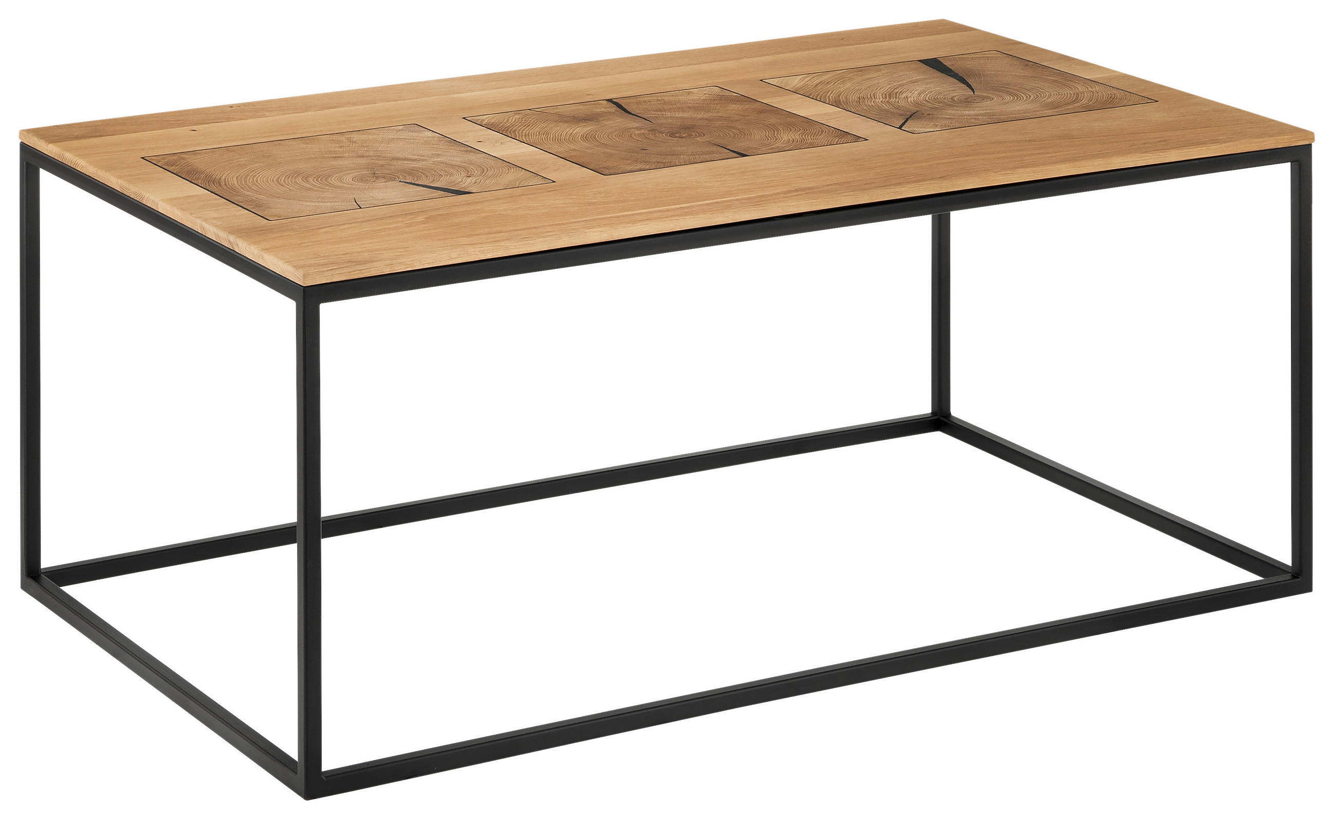 COUCHTISCH Holz, Metall 100/60/41,5 cm  - Eichefarben/Schwarz, Design, Holz/Metall (100/60/41,5cm) - Johann Jakob