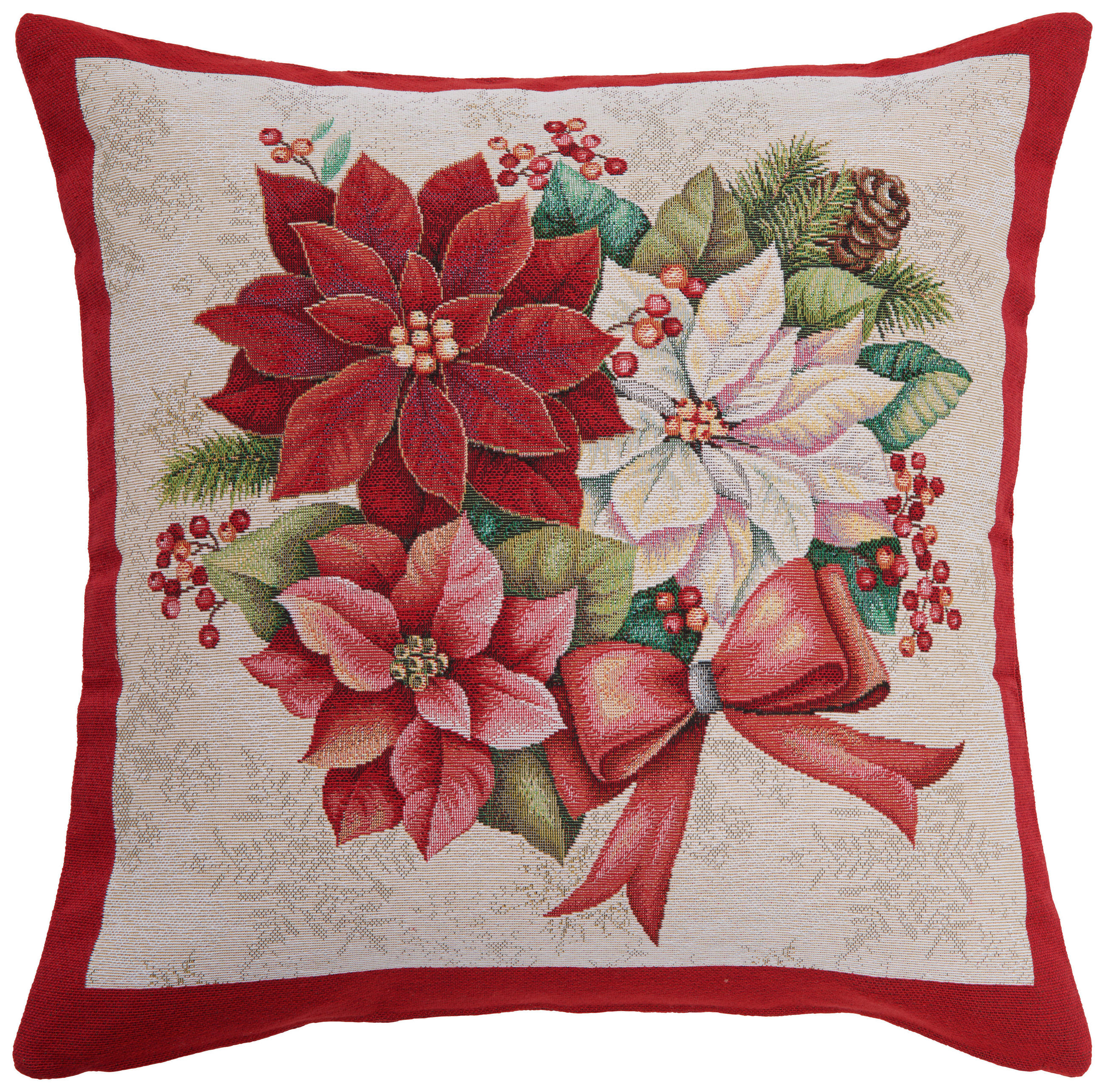 KISSENHÜLLE 45/45 cm  - Rot/Creme, Basics, Textil (45/45cm) - X-Mas