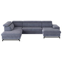 WOHNLANDSCHAFT Blau Chenille  - Blau/Schwarz, Textil/Metall (215/328/165cm) - MID.YOU