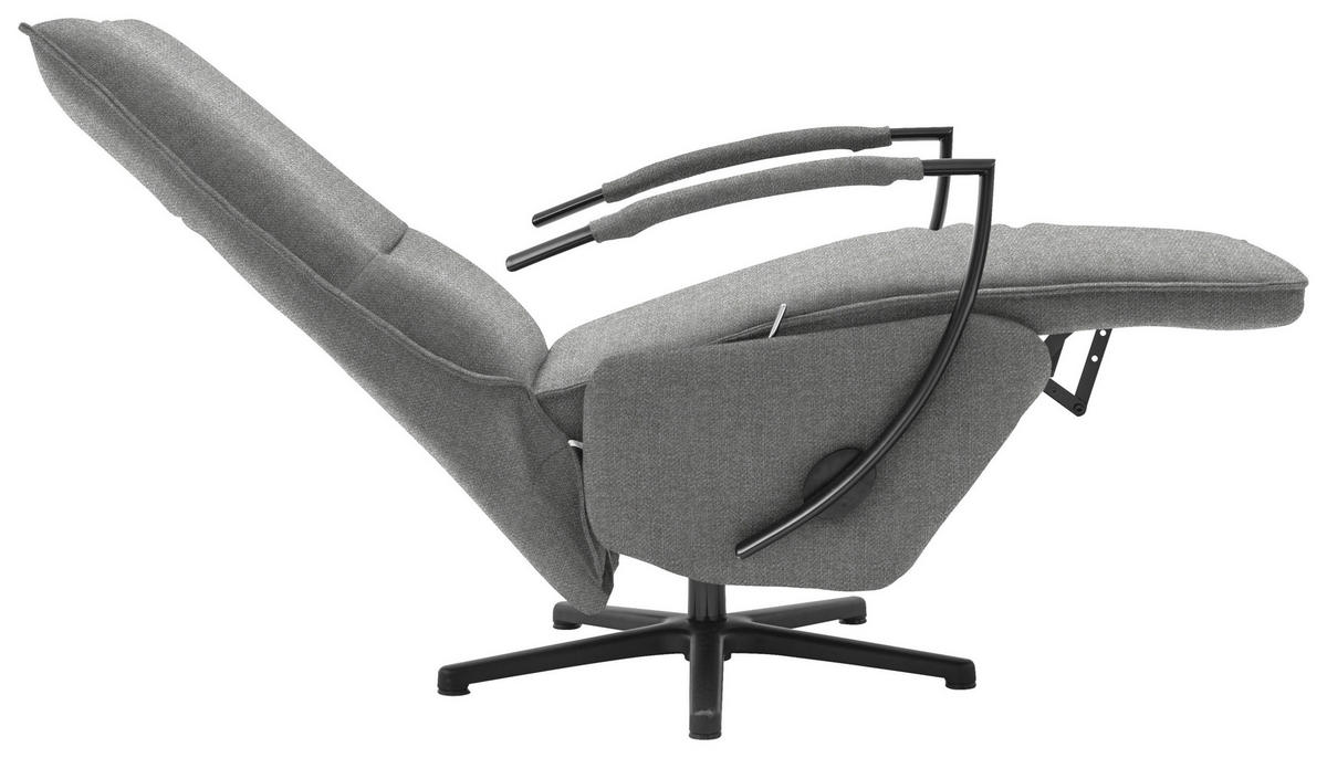 RELAXSESSEL Webstoff Relaxfunktion    - Hellgrau/Schwarz, Design, Textil/Metall (66/110-114/84cm) - Moderano