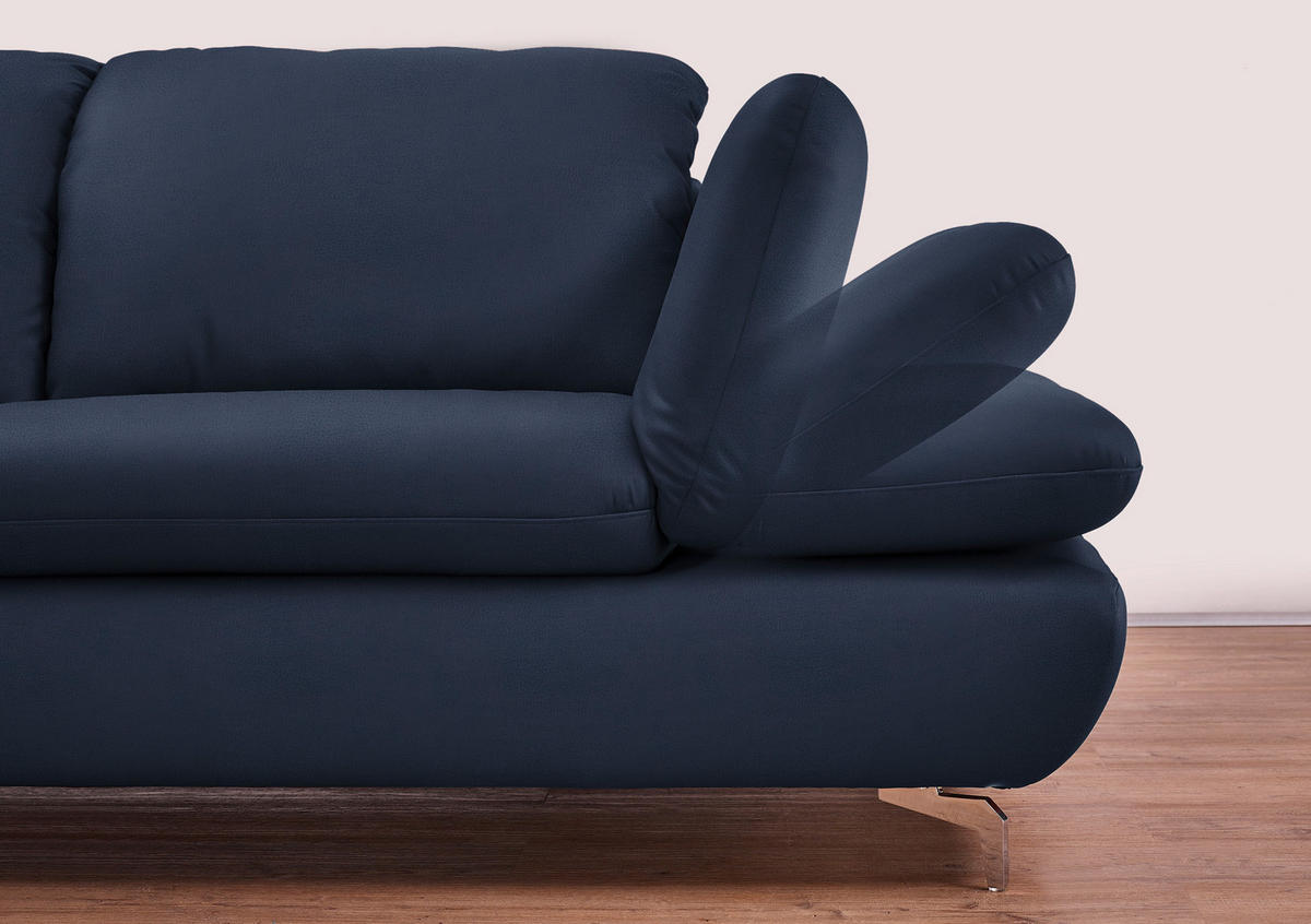 ECKSOFA in Echtleder Blau  - Blau/Silberfarben, Design, Leder/Metall (315/200cm) - Chilliano