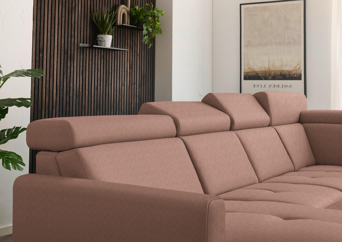 WOHNLANDSCHAFT Beldomo System in Flachgewebe Terracotta  - Terracotta/Schwarz, KONVENTIONELL, Textil/Metall (174/333/215cm) - Beldomo System