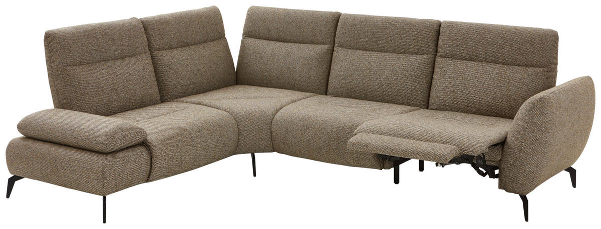 ECKSOFA in Webstoff Creme, Graubraun  - Graubraun/Creme, Design, Textil/Metall (223/290cm) - Moderano