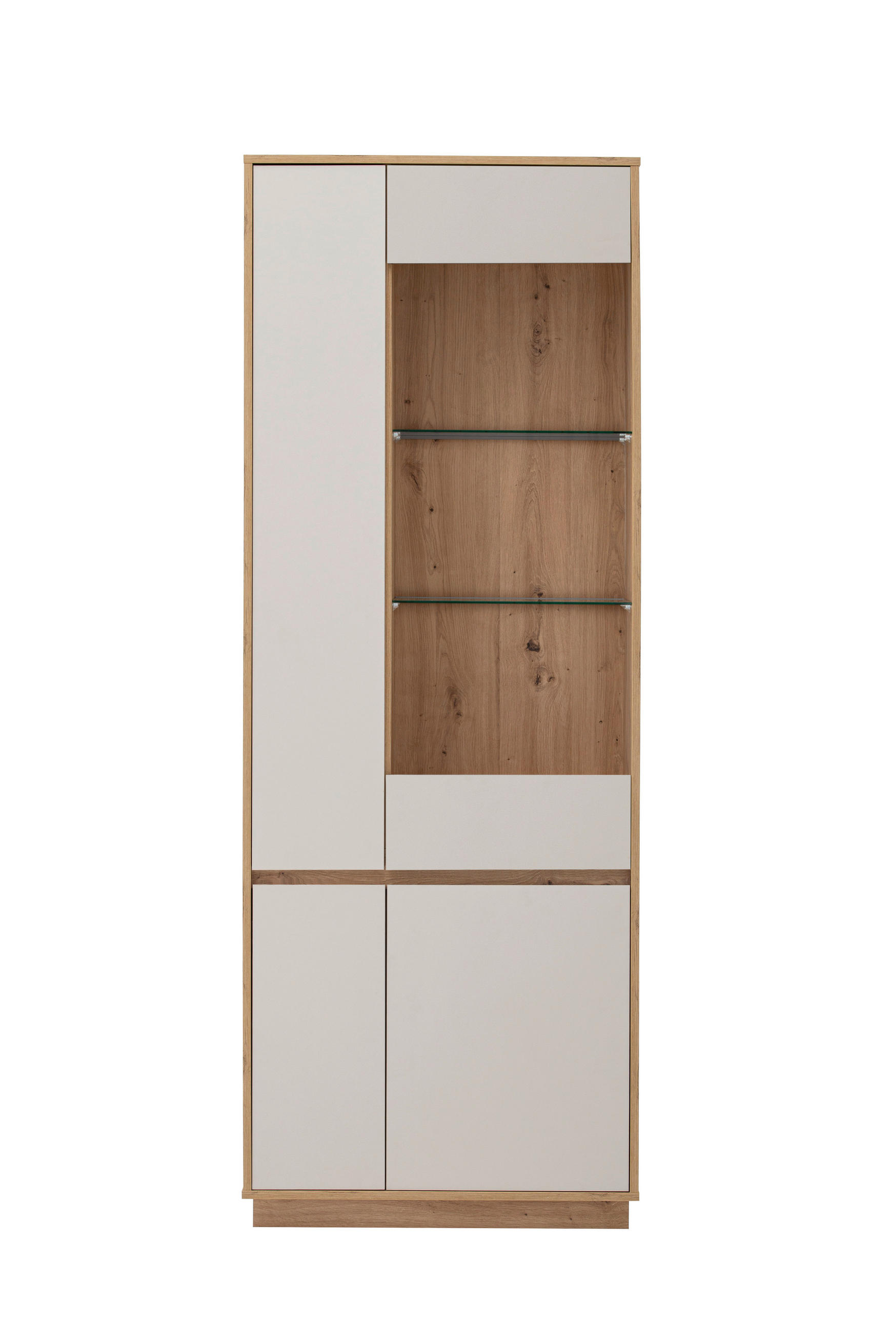 VITRINE  in Eiche Artisan, Kaschmir - Kaschmir/Eiche Artisan, Design, Glas/Holzwerkstoff (75/205/40cm) - MID.YOU