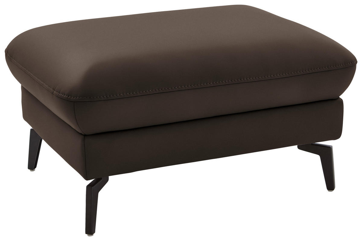 ECKSOFA in Echtleder Dunkelbraun  - Dunkelbraun/Schwarz, Natur, Leder/Metall (281/168cm) - Valdera