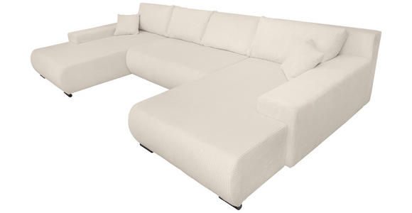 WOHNLANDSCHAFT  in Cord Creme  - Creme/Schwarz, KONVENTIONELL, Textil/Metall (191/351/191cm) - Carryhome