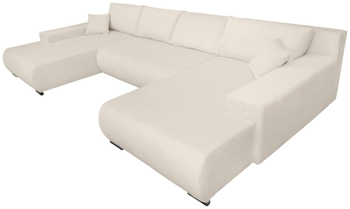 WOHNLANDSCHAFT Creme Cord  - Creme/Schwarz, KONVENTIONELL, Textil/Metall (191/351/191cm) - Carryhome