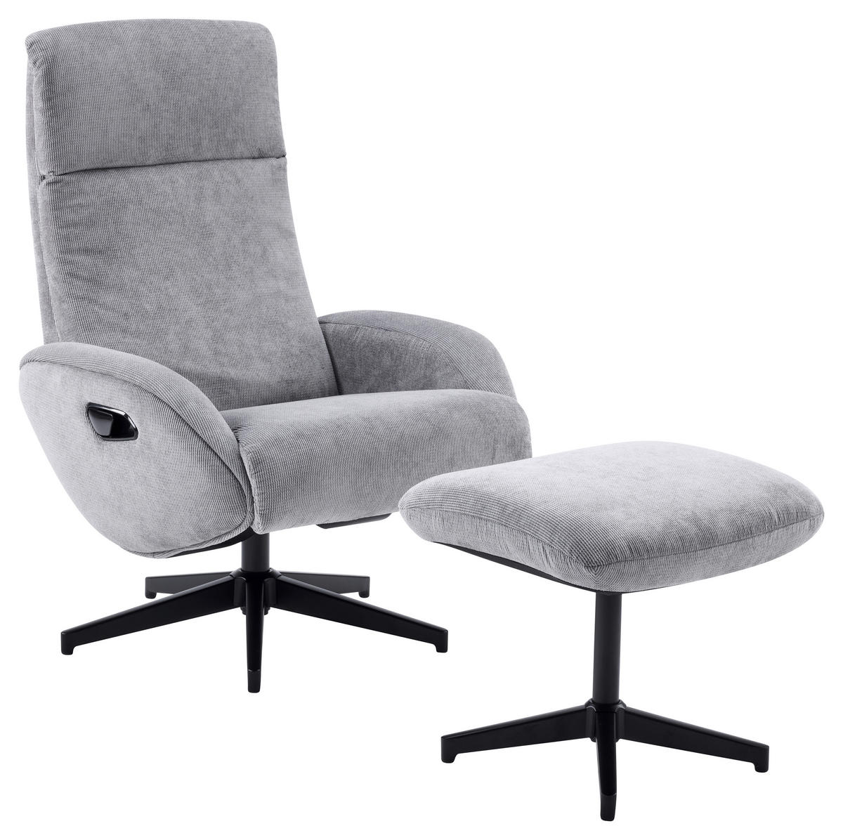 RELAXSESSELSET BASTY Webstoff Hocker    - Schwarz/Grau, Design, Textil/Metall (75/107/77cm) - Livetastic