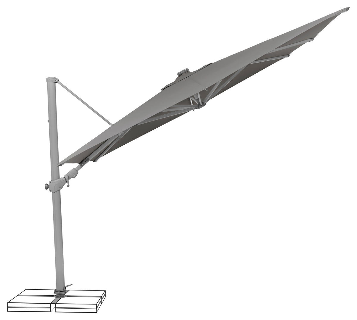 AMPELSCHIRM 300 cm  - Silberfarben/Alufarben, Basics, Textil/Metall (300/300cm) - Suncomfort by Glatz