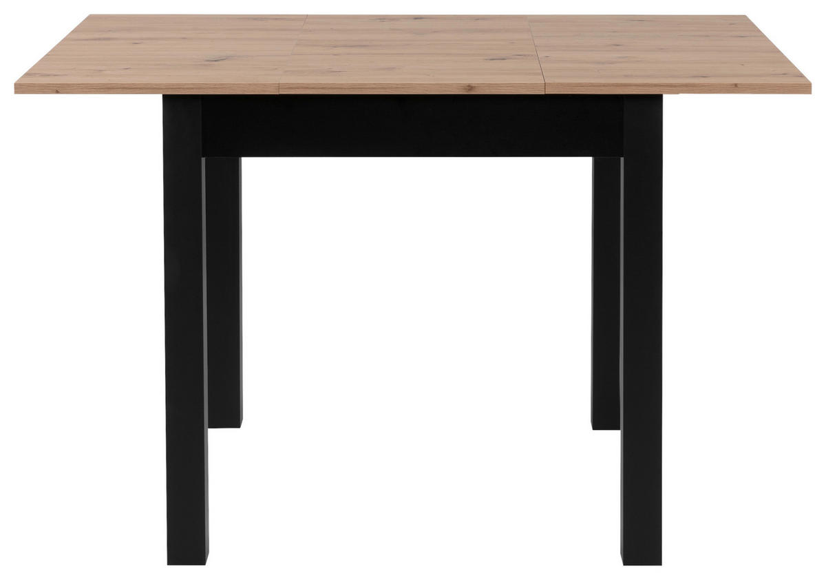 ESSTISCH Schwarz, Eiche Artisan quadratisch  ausziehbar  - Schwarz/Eiche Artisan, Basics, Holzwerkstoff (80/80/76,5cm) - MID.YOU