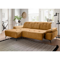 ECKSOFA FIORE in Cord Goldfarben Kopfteilverstellung, Sitzvorzug  180/280 cm  - Goldfarben/Schwarz, MODERN, Textil/Metall (180/280cm) - Livetastic