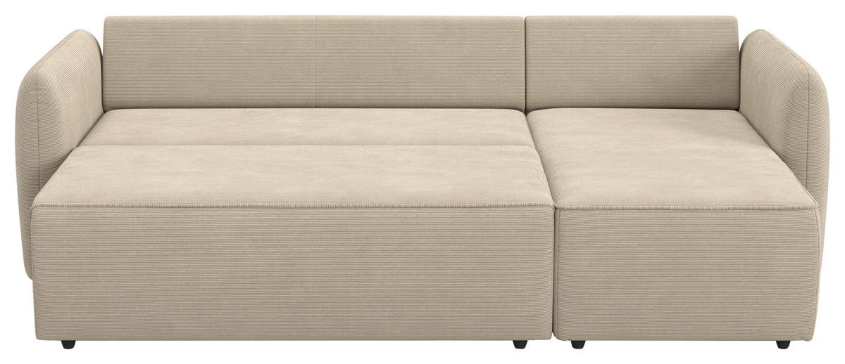 ECKSOFA Cord Hellbraun  - Hellbraun/Schwarz, Trend, Kunststoff/Textil (239/170cm) - MID.YOU