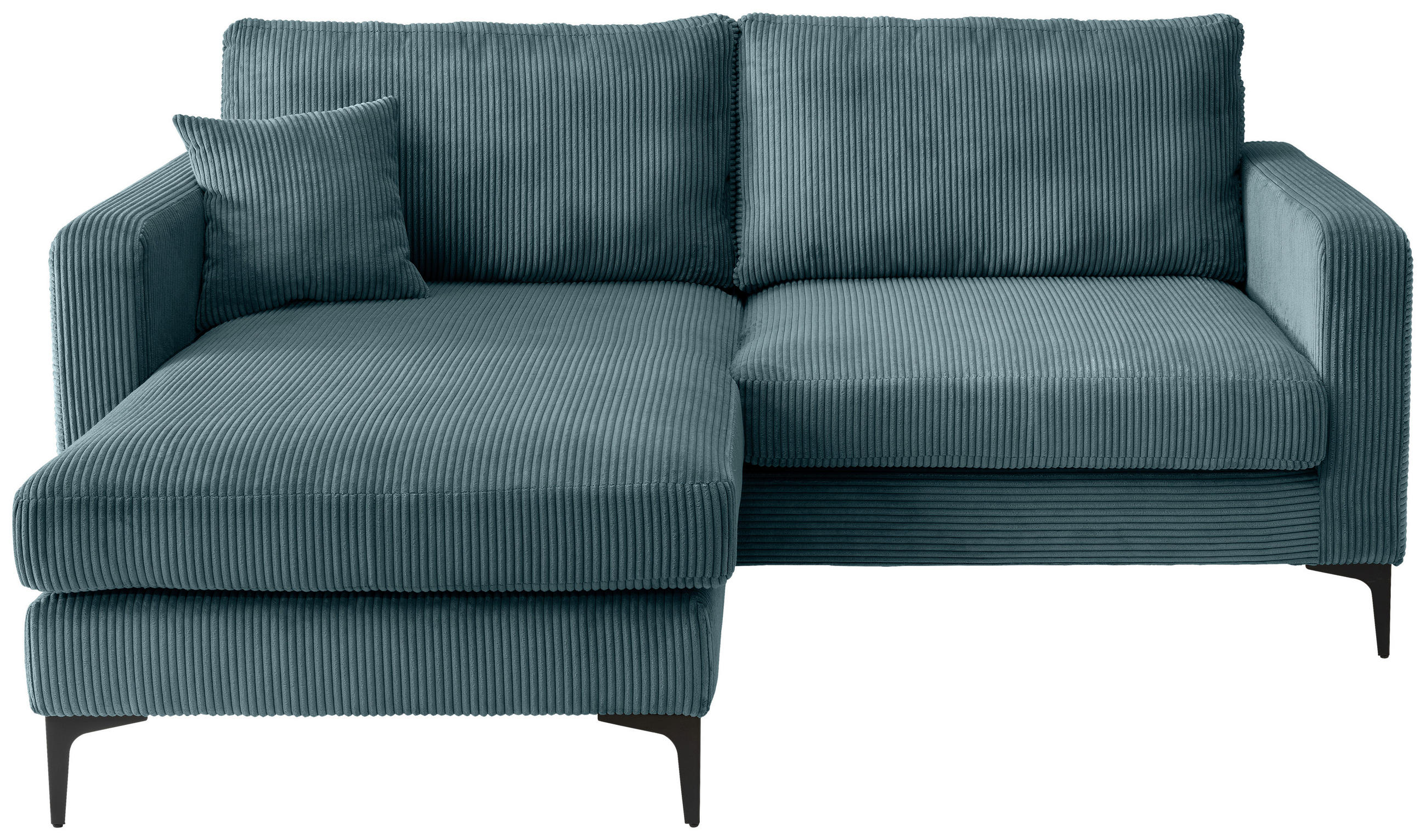 ECKSOFA in Cord Petrol  - Petrol/Schwarz, Basics, Textil/Metall (204/153cm) - Livetastic