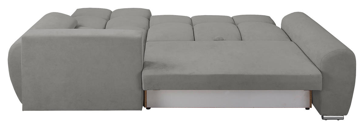 ECKSOFA in Mikrofaser Grau  - Silberfarben/Grau, Design, Textil/Metall (256/175cm) - Livetastic