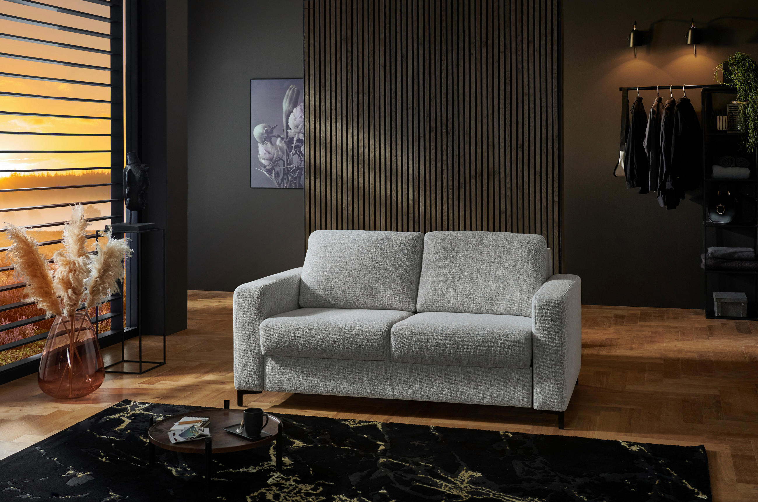 SCHLAFSOFA in Textil Ecru  - Ecru/Schwarz, Konventionell, Textil/Metall (196/87/103cm) - Dieter Knoll