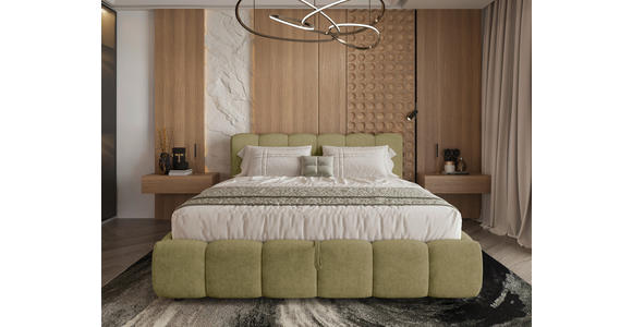 POLSTERBETT Lattenrost, Bettkasten Grün 140/200 cm  - Schwarz/Grün, KONVENTIONELL, Holz/Kunststoff (140/200cm) - Carryhome